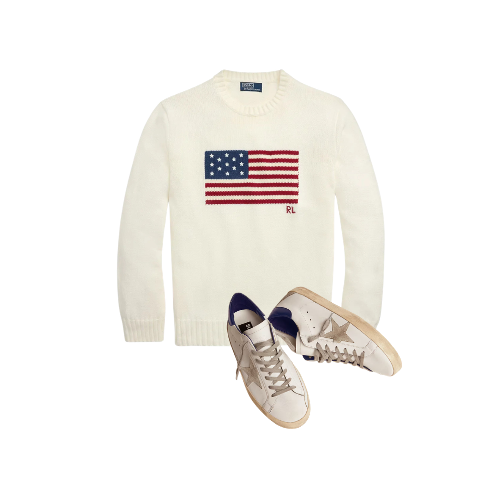 KIT Suéter USA Branco + Golden Goose Super-Star