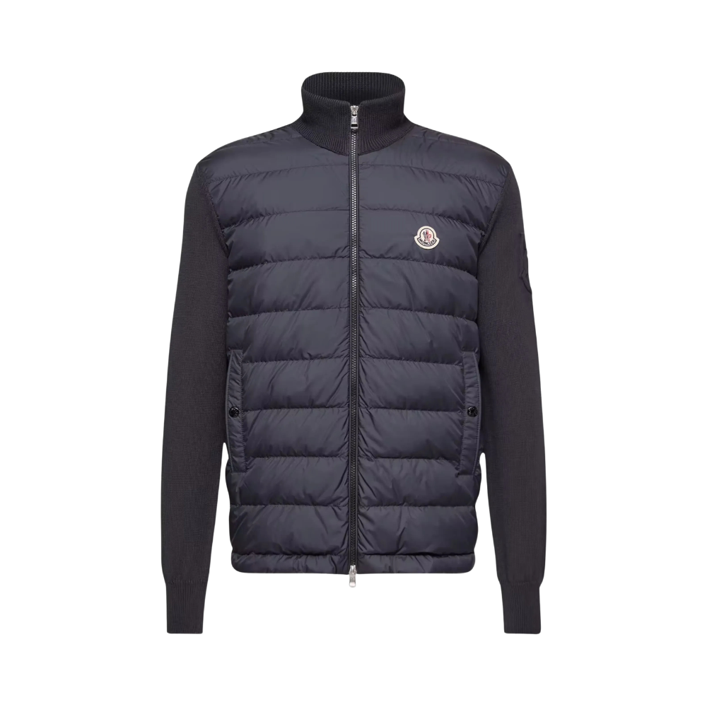 Jaqueta Moncler matelassê com patch de logo
