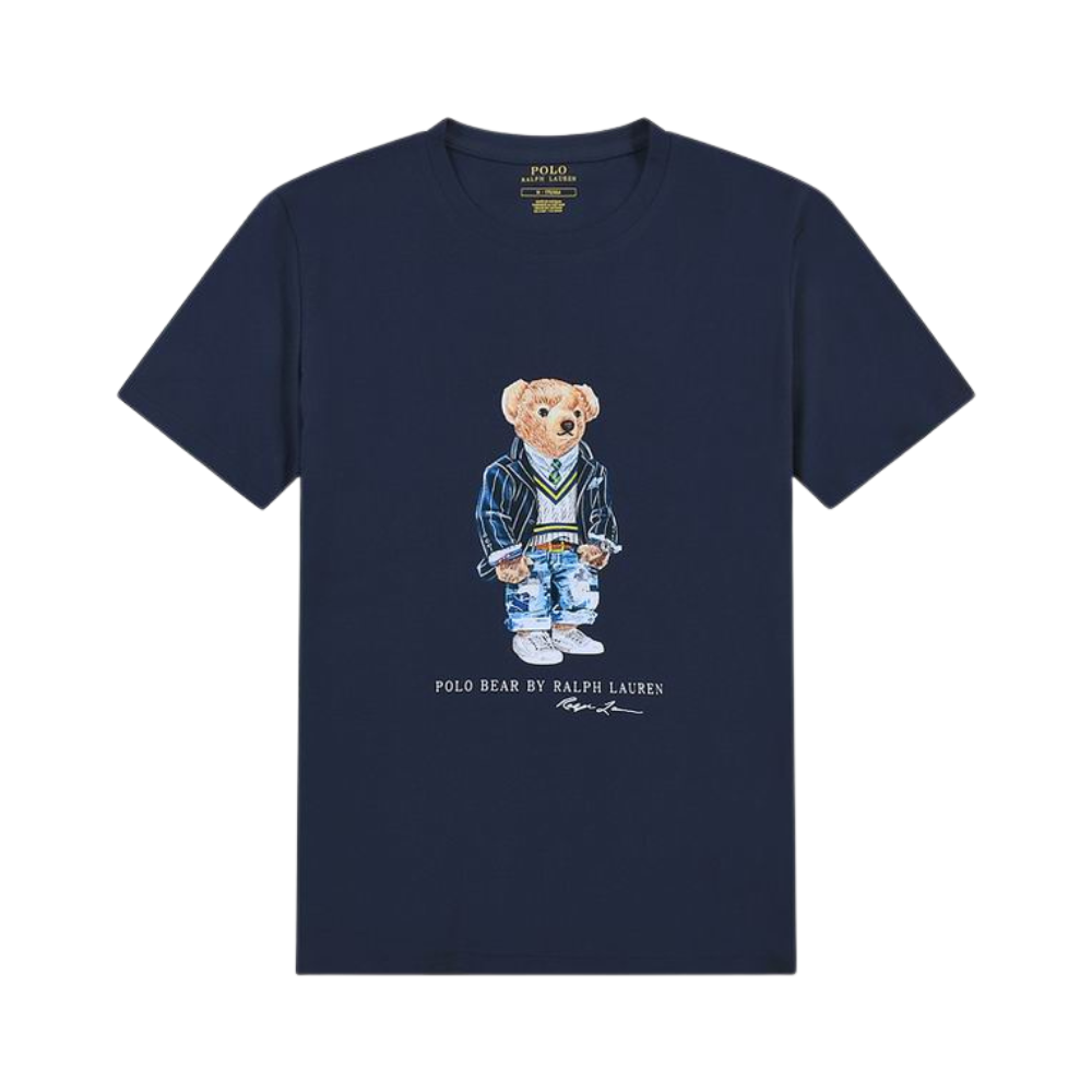 Camisa Ralph Lauren Bear na cor navy blue