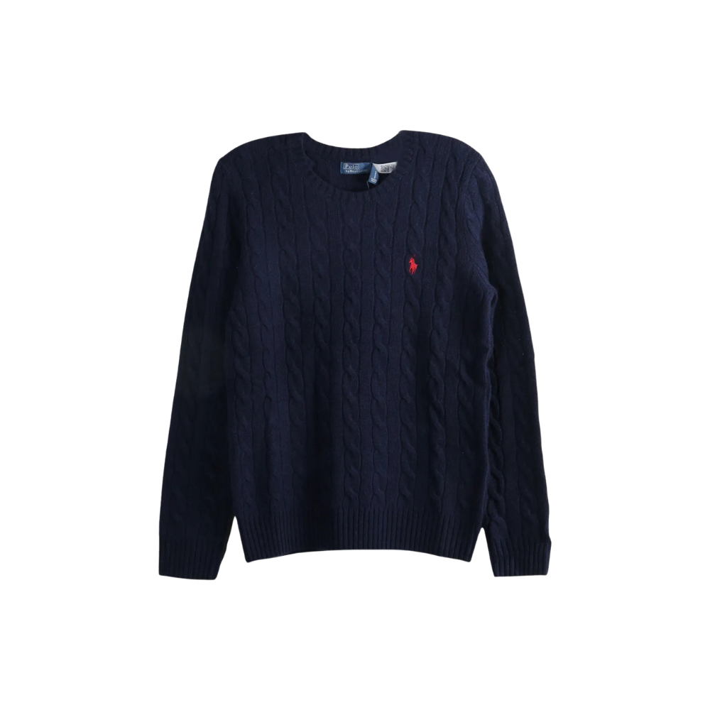 Suéter Ralph Lauren de tricô em cashmere e lã navy blue