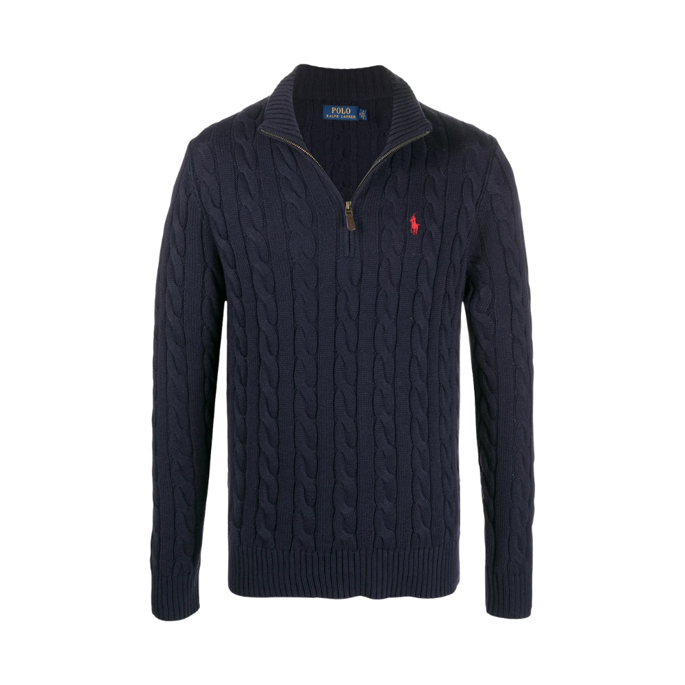 Suéter Quarter Zip Ralph Lauren Tricô Navy Blue