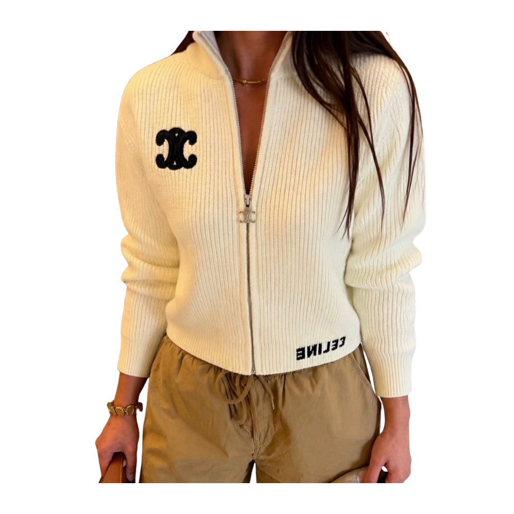 Cardigan Celine Knit Zip Off White