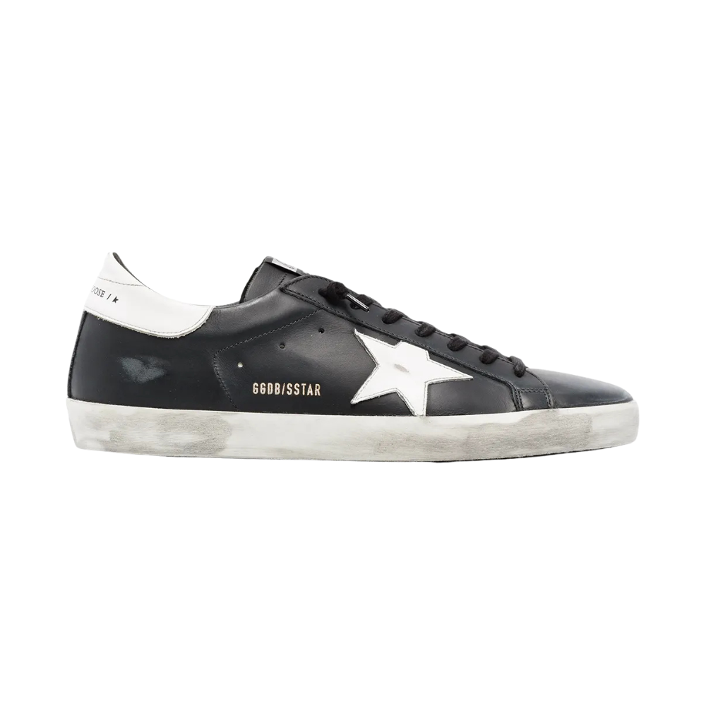 Tênis Golden Goose Super Star Nappa Black Talão Branco