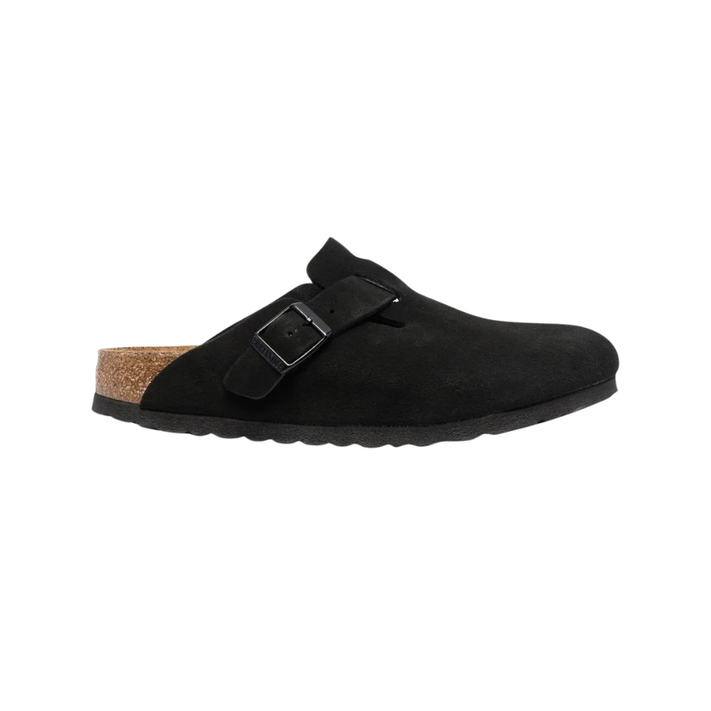 Birkenstock Slipper Boston de camurça Preto