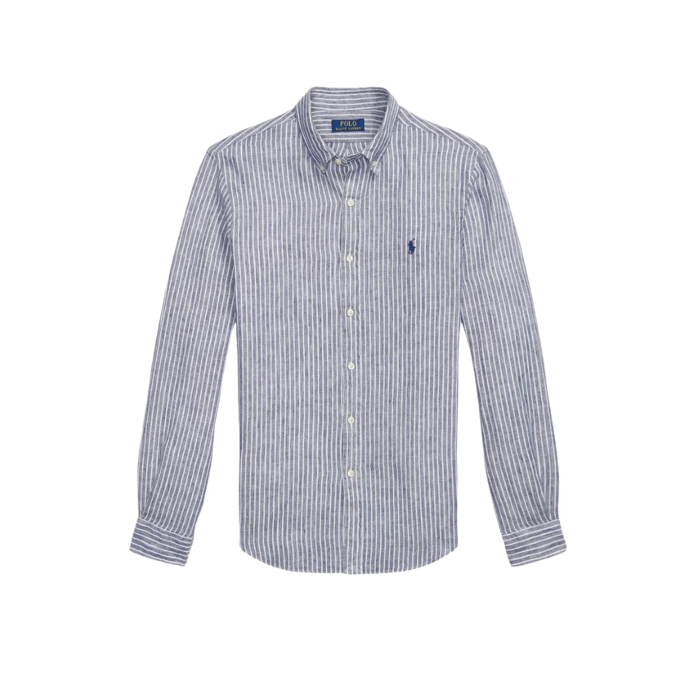 Camisa Linho Listrada Old Money Ralph Lauren