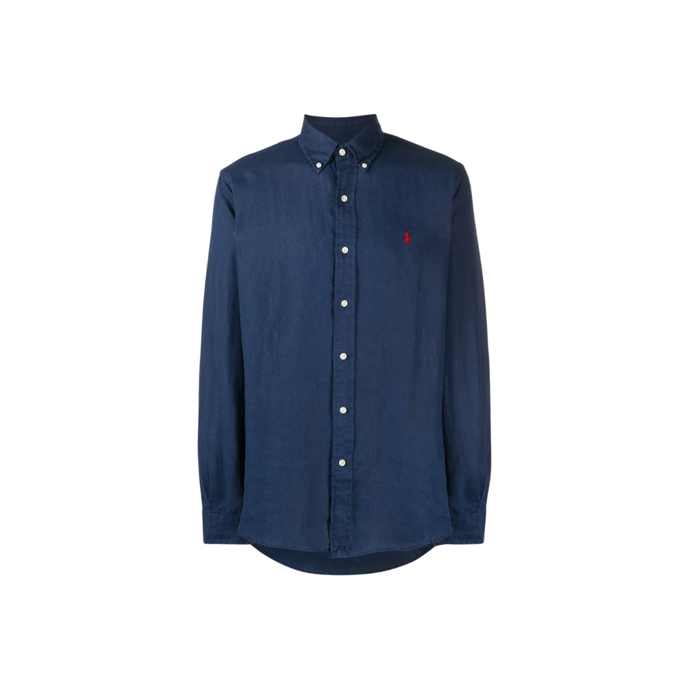Camisa em linho Ralph Lauren manga longa Navy Blue — foto 5