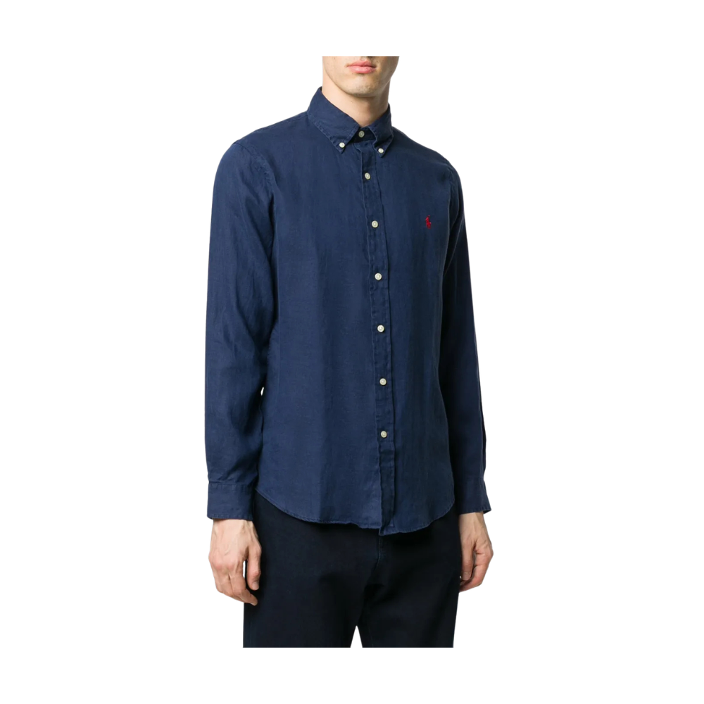 Camisa em linho Ralph Lauren manga longa Navy Blue — foto 4